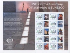UN 2015 NEW YORK PERSONALIZED SHEET MNH UNESCO 70TH ANNIVERSARY SCOTT 1124 S-69