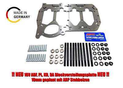 16V Blockversteifungsplatte 10mm mit ARP Stehbolzen VW PL KR 9A ABF 1.8L 2.0L