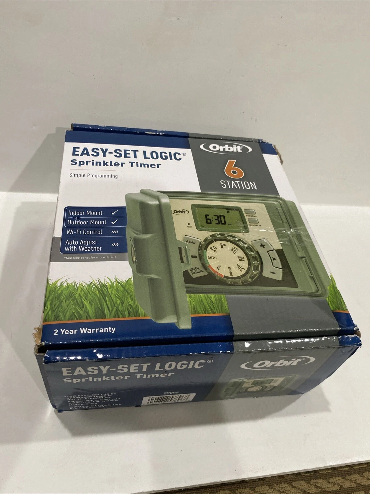 Orbit 57896 6-Station Easy-Set Logic Indoor/Outdoor Sprinkler Timer w/Lock New