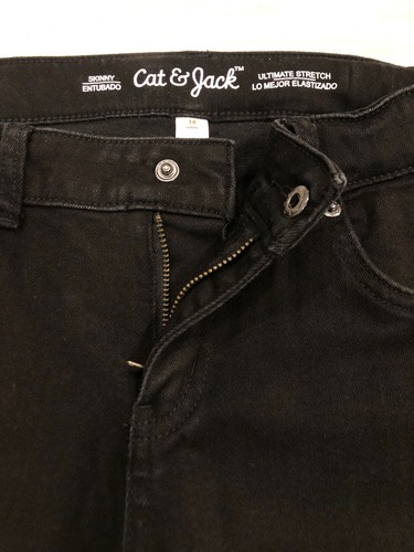 Cat & Jack Girls' Ultimate Stretch Skinny Black Jeans, Size 14, Adjustable Waist - Picture 6 of 13