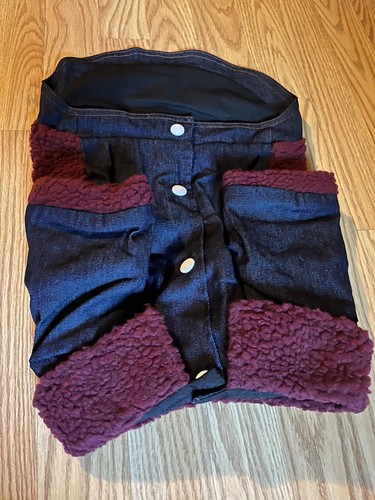 Dog Jacket With Faux Wool Lining & Denim Exterior - Picture 3 of 4