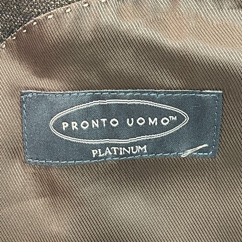Pronto Uomo Wool Sport Coat Mens 46XL Brown Windowpane Blazer Suit Jacket Casual - Picture 10 of 13