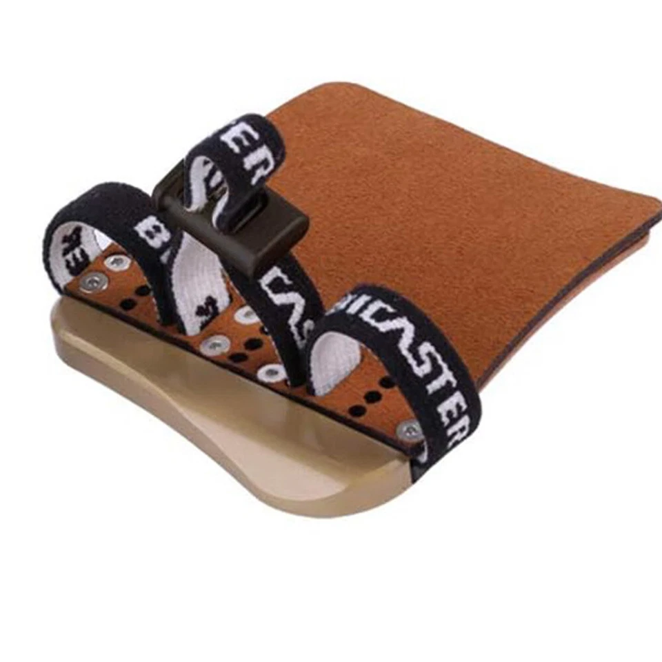 Archery Barebow Finger Tab Brass Plate Leather Guard Protector RH LH Bow Hunting - Image 3 of 4