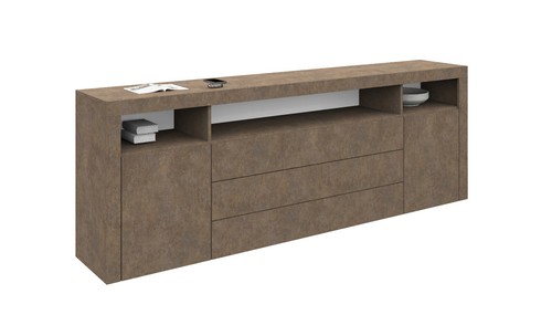 Sideboard 200cm Kommode Weiß Hochglanz Schwarz Beton Schrank Anrichte SANTA FE - Bild 5 von 15