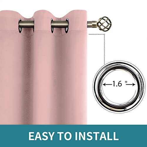 Room Darkening Curtains 63 Inches Long - 70"W x 63"L (Pack of 2) Baby Pink - Bild 5 von 6