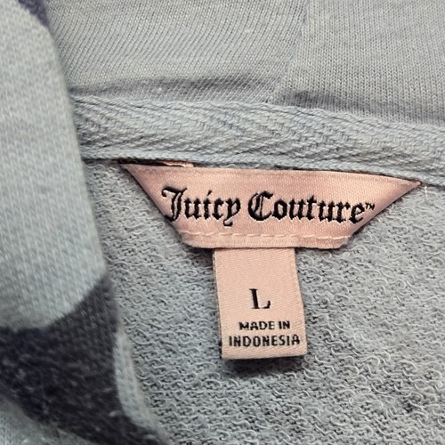 JUICY COUTURE Women's Bluecamo Large Full Zip Hooded Sweatshirt Oversized Used - Picture 5 of 7
