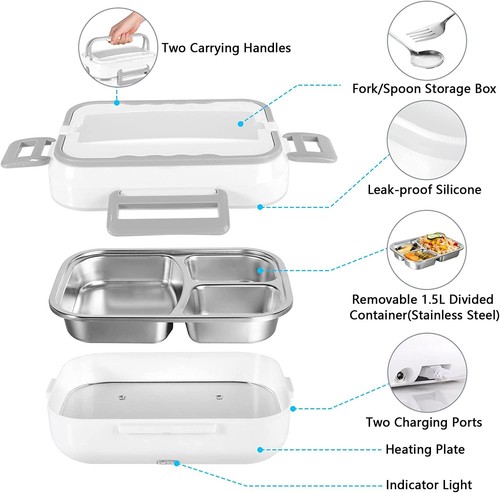 3 in 1 Leakproof Electric Heated Lunch Boxes for Adults 1.5L Food Container - Picture 5 of 17