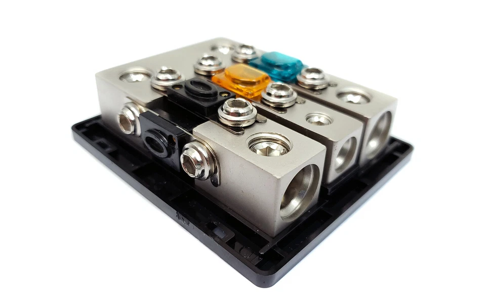 KnuKonceptz Bassik 3 Way 0 Gauge to 0 - 4 Gauge Mini ANL Fuse Block w Fuses - Image 2 of 4