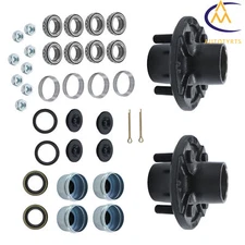 Pair Trailer Axle Kits w/ 4 on 4" Bolt Idler Hub & Trailer Bearing Kit 2000 lbs