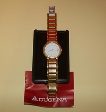 Flache Herrenarmbanduhr von Dugena mit Goldauflage