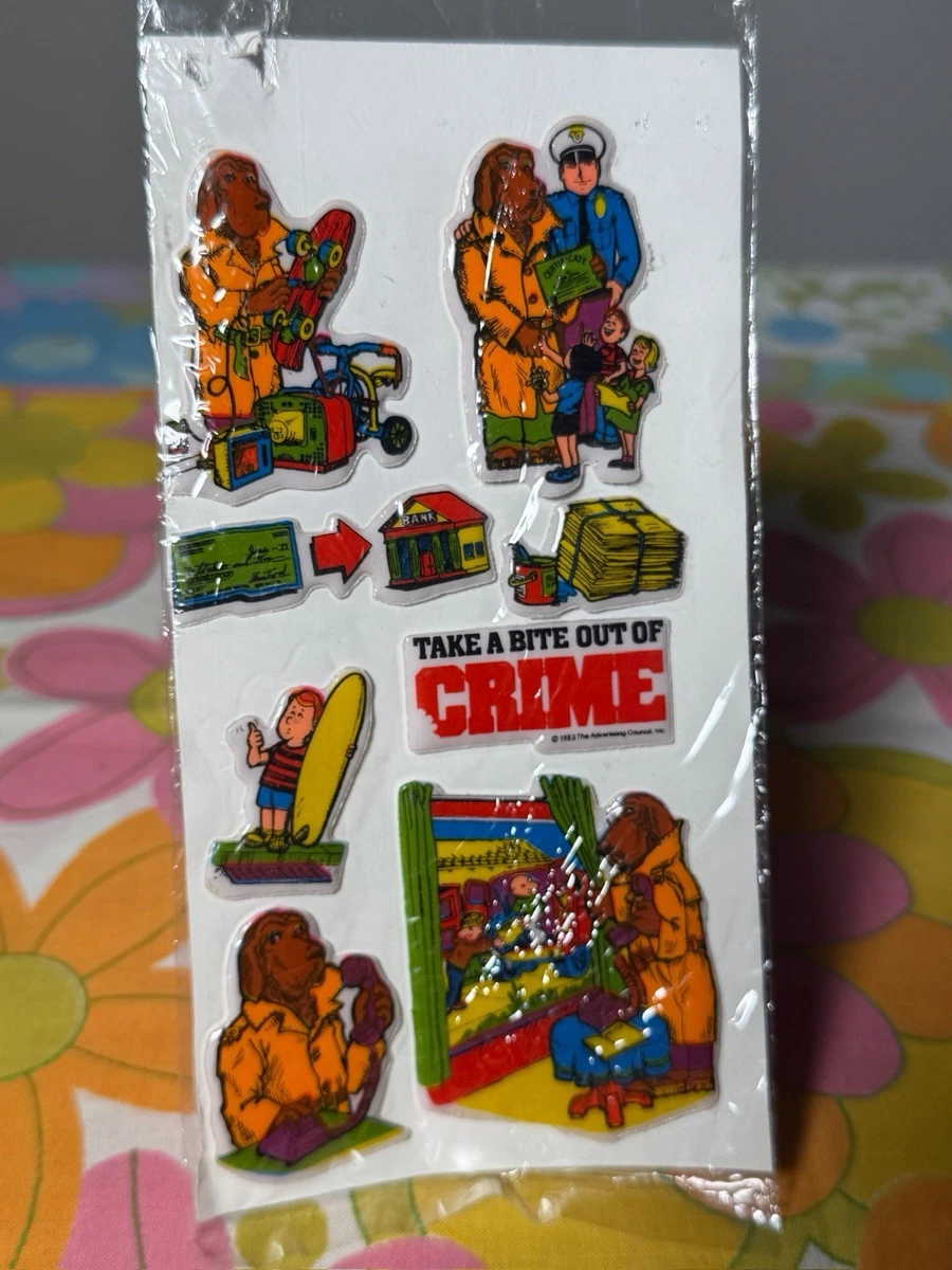 Vtg 1982 McGRUFF THE CRIME DOG Puffy Sticker Sheet Imperial Toy Corp Complete