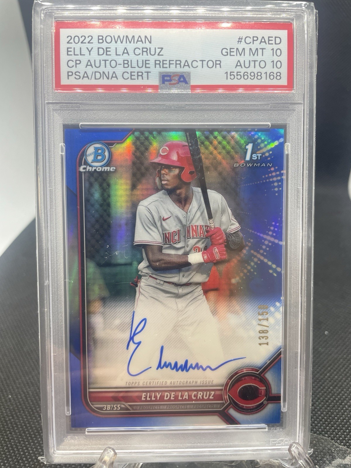 2022 Bowman -Chrome Prospect Auto Elly De La Cruz #CPA-ED Blue Ref 138/150 Psa10