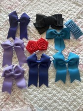 Vintage Hair Bows Barrette Clips Lot Of 9