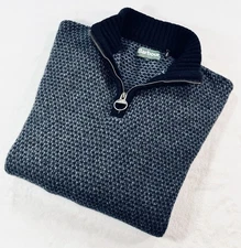 Barbour Mens 1/4 Zip Sweater Jumper Sz XL Heavy Wool Blend Elbow Patches