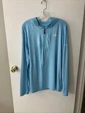 HABIT 40+ Solar Factor Performance Pullover Long Sleeve Hoodie Blue Size Large