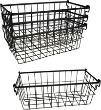 Freezer Organizer Bins, Deep Chest Freezer Baskets Stackable 4 Pack - Wire