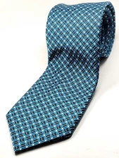 BESPOKE Men's Tie Black Blue White Necktie NEW