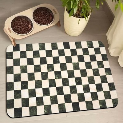 12x20 Inch Plaid Dog Food Mat Waterproof Pet Water Bowl Absorbent Placemat Pad