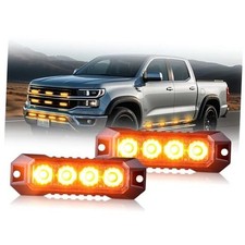2PCS Emergency Strobe Grille Lights 4 LED Sync Feature Surface Mount Amber 2PCS