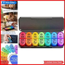 Weekly Pill Organizer 7 Day AM PM 14 Compartment Removable Trays Black Large