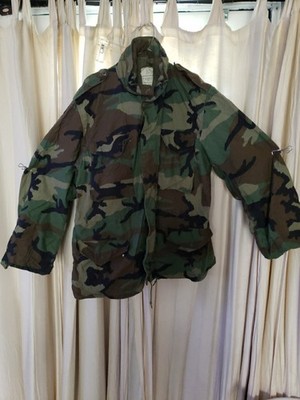 Vintage Alpha Industries Camouflage Cold Weather Field Coat Mens L M65 USA Made