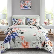 Floral Comforter Set Bed in a Bag Farmhouse Rustic All Season Bedding