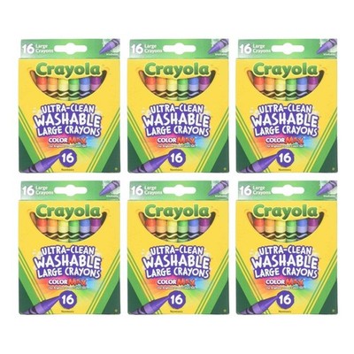 LOT OF 6 Crayola Ultra Clean Washable Crayons Large Washable 16ct each