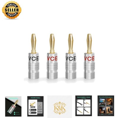 2 Pairs of Corrosion-Resistant Banana Plugs - Secure & Quality Audio Connection