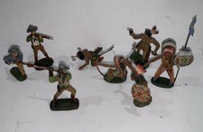 Lot of 8 Elastolin Germany Western Cowboy, and Indians in Combat Figurine