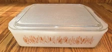 Vintage MCM Proctor Silex Wheat Milk Glass Covered Slow Cooker Casserole Dish VG