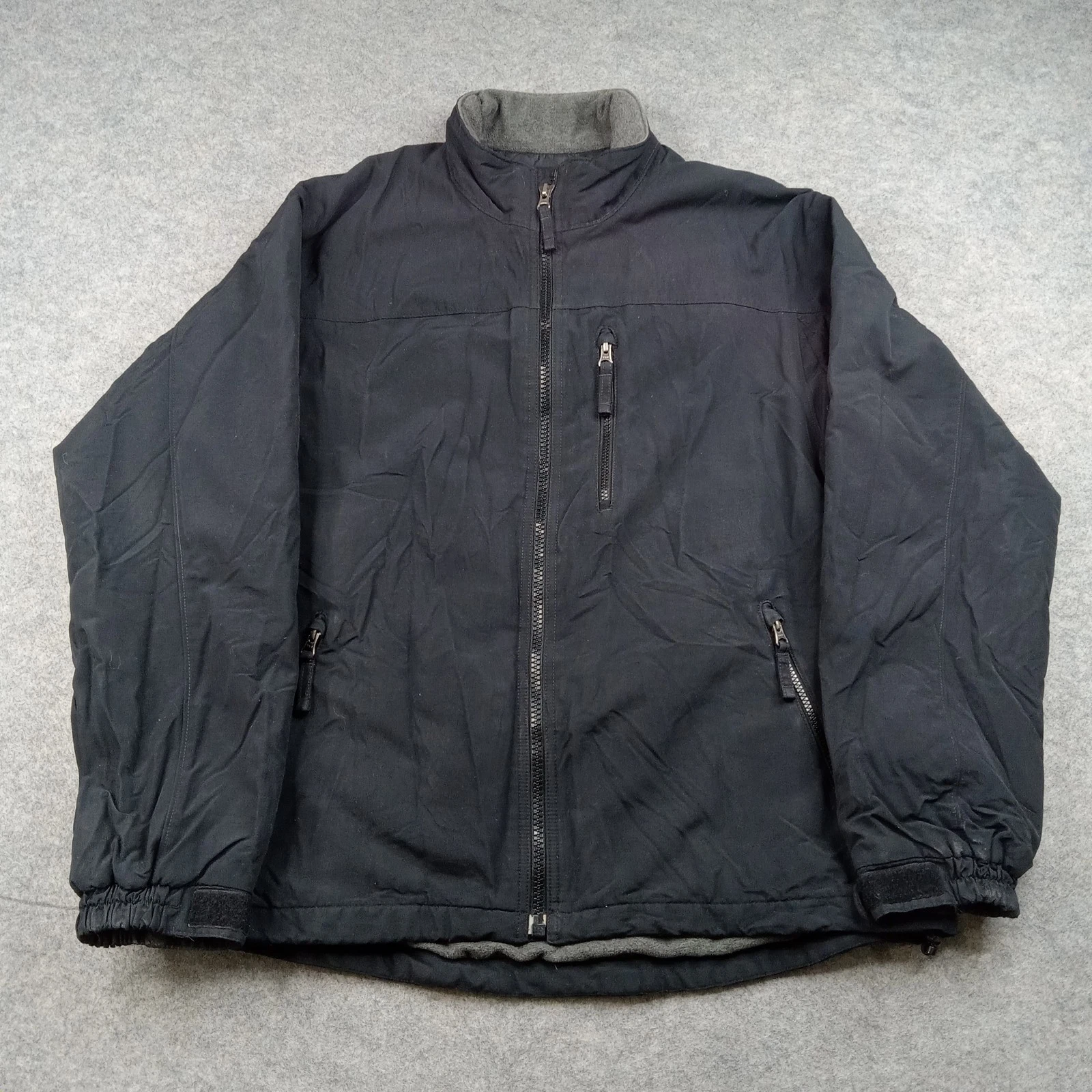 Duluth Trading Jacket Mens Large Black Nylon Full Zip Fleece Lined Insulated