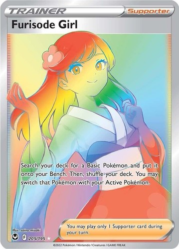 Furisode Girl Pokemon Karte 205/195 Neuwertig