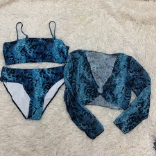 blue leopard 3 piece bikini size 16
