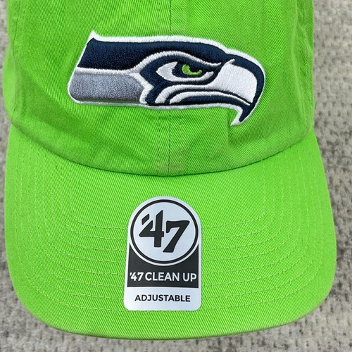 Seattle Seahawks Hat Cap Strap Back Green Adjustable 47 Clean Up Dad NFL Adult - Picture 2 of 9