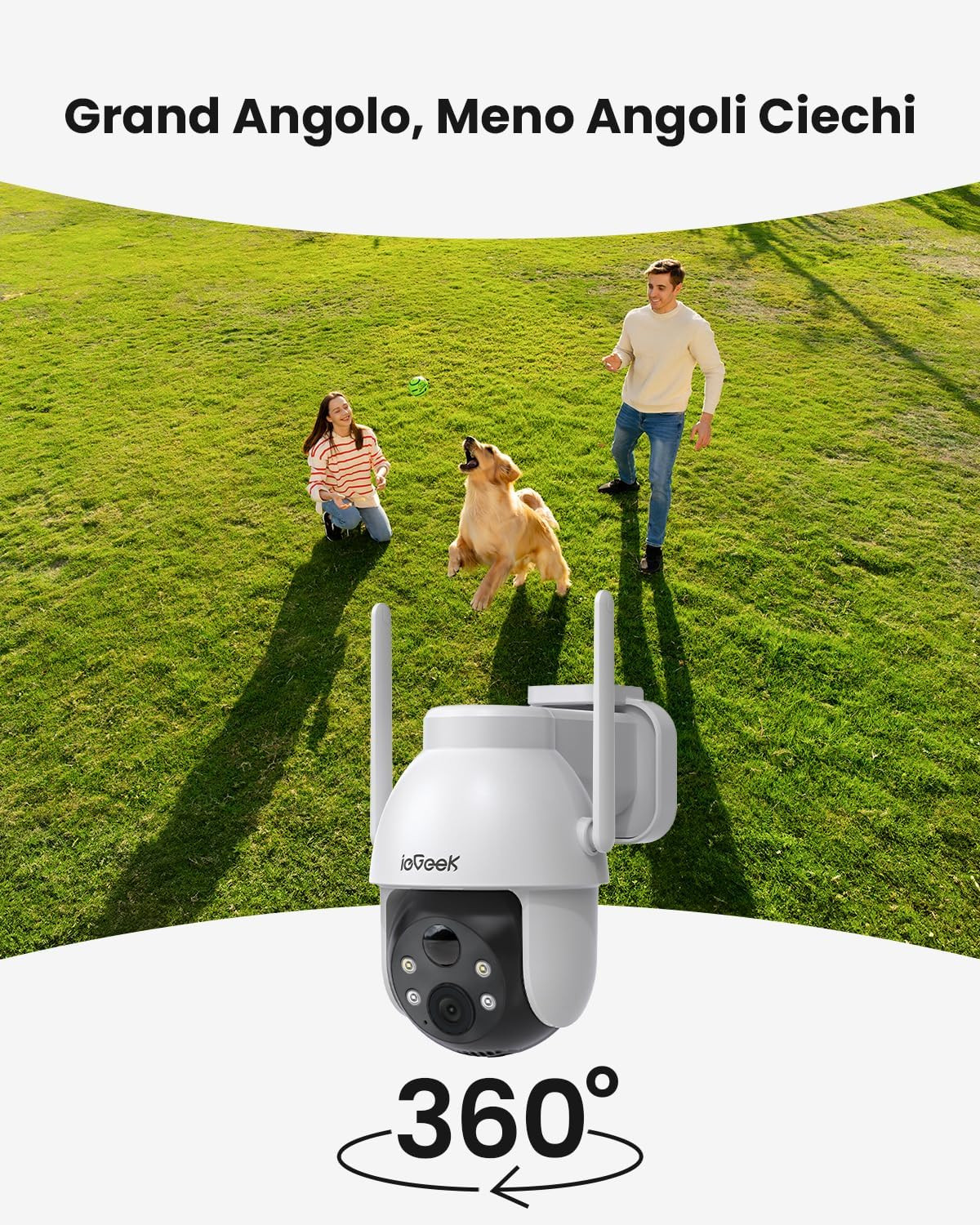 2K Telecamera Wi-Fi Esterno Senza Fili a Batteria, 360° PTZ Videocamera Sorvegli - 3