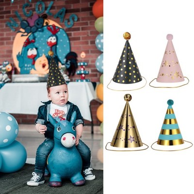 12pcs Geburtstagsfeier Cone Hats Tricorne Party Hats Paper Crown Caps Decors