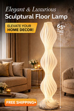 Floor Lamp 65" Dimmable w/ Remote - Tall White Sculptural Soft Light for Bedroom
