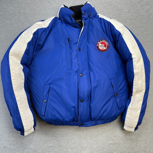 VTG Polo Sport Ralph Lauren Jacket Medium Arctic Challenge Down Puffer 90s Blue - Picture 2 of 22