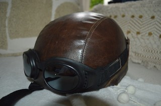 Casco de copiloto vintage retro vintage medio casco cuero Lois hecho a mano talla 60 61