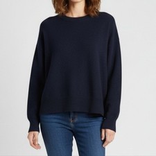 Minnie Rose Medium Blue 100 Cashmere Sweater Crew Neck Long Sleeve Oversized