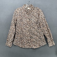 J. Crew Shirt Womens Small Brown Leopard Print Button-Up Long Sleeve Collared