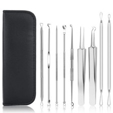 9 Pack Blackhead Remover  Pimple Popper Tool Kit with Stainless Steel Tweezers