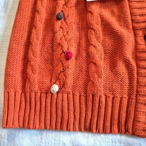 Gymboree girls size 7/8 or Medium Purrfect Autumn orange pom pom sweater duster - Picture 4 of 5