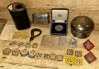 Military WW1 Queens Hussars Insignia Silver Cigarette Case, Jar, Medal, Pips Etc