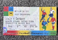 Euro 96 Italy Vs Germany 19/06/96 Old Trafford Ticket Stub Football Memorabilia