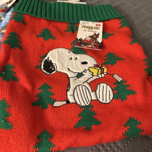 Christmas Holiday Peanuts Snoopy Pet Dog Sweater AND Pajamas Size Large - NWT! - Picture 2 of 13