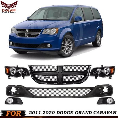 Front Grille Assembly & Head Light Pair For 2011-2020 Dodge Grand Caravan