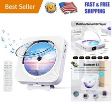 Bluetooth Portable CD Player with Hi-Fi Speakers  Remote Control - White