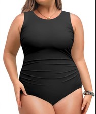 Daci Women's Plus Size One Piece Swimsuit Tummy Control, Ruched, 28W