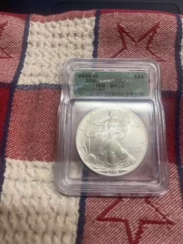 2006-W Silver American Eagle Satin Finish ICG SP70 - 20th Anniversary